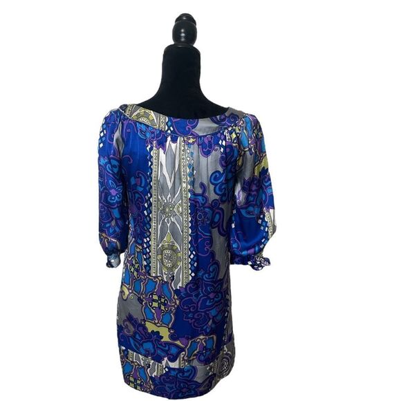 Alice & Trixie Retro Style Abstract Print Silk Shift Dress Size XS - Picture 5 of 13